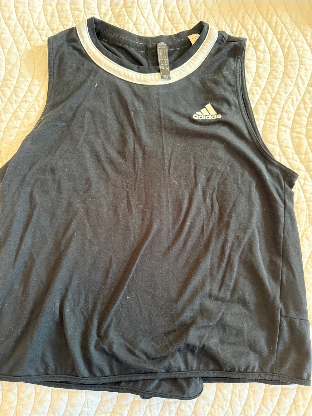 adidas Black Tank Top with White Trim and Logo